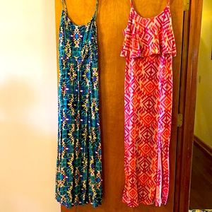 Two Aztec style maxi dresses.